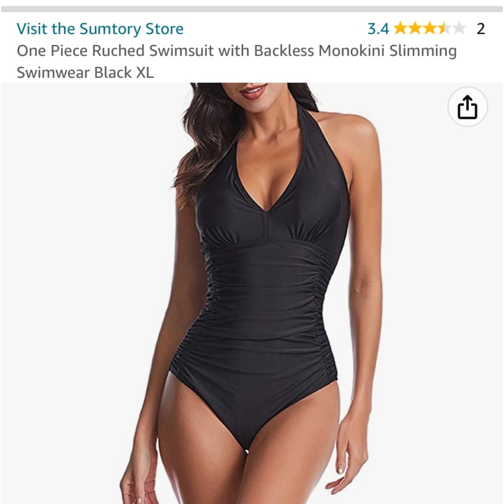 Amazon one piece swimsuit size Large XL lined front with removable pads in bra.